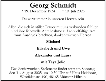 Anzeige von Georg Schmidt 