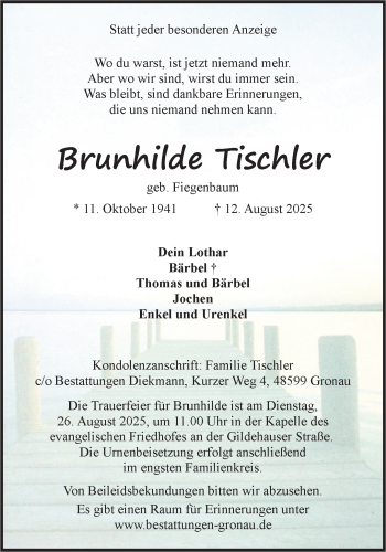 Anzeige von Brunhilde Tischler 