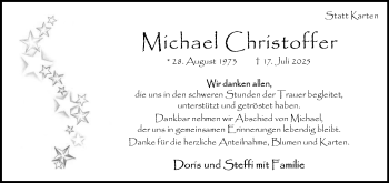 Anzeige von Michael Christoffer 