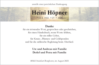 Anzeige von Heini Höpner 