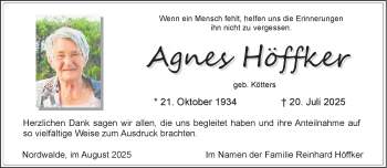 Anzeige von Agnes Höffker 