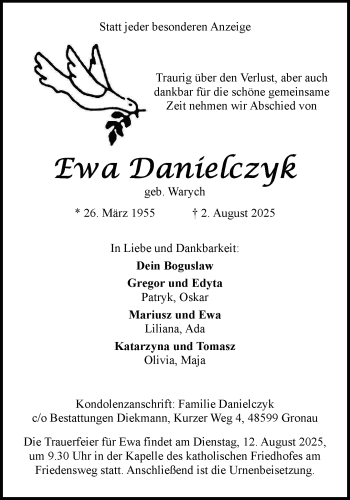 Anzeige von Ewa Danielczyk 