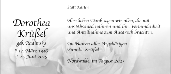Anzeige von Dorothea Krüßel 