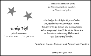 Anzeige von Erika Voß 