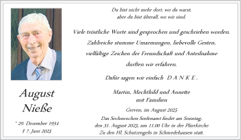 Anzeige von August Nieße 