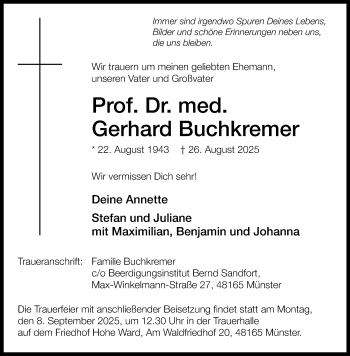 Anzeige von Prof. Dr. med. Gerhard Buchkremer 