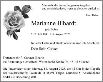 Anzeige von Marianne Illhardt 