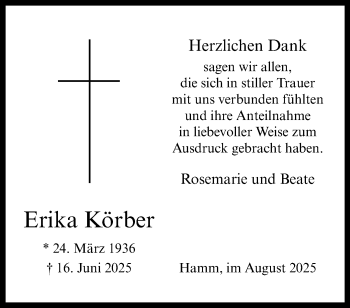 Anzeige von Erika Körber 