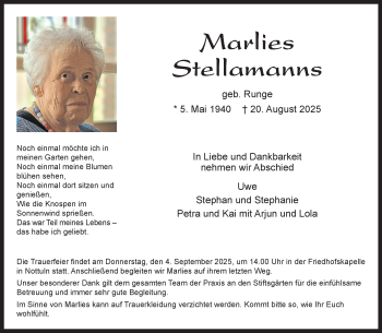 Anzeige von Marlies Stellamanns 