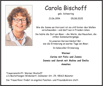 Anzeige von Carola Bischoff 