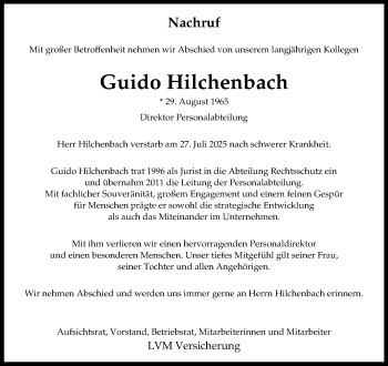 Anzeige von Guido Hilchenbach 