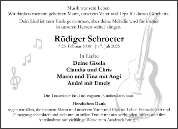 Anzeige von Rüdiger Schroeter 