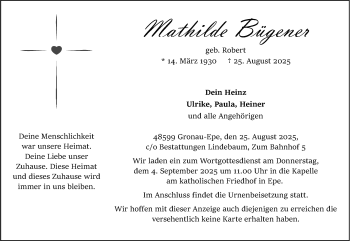 Anzeige von Mathilde Bügener 