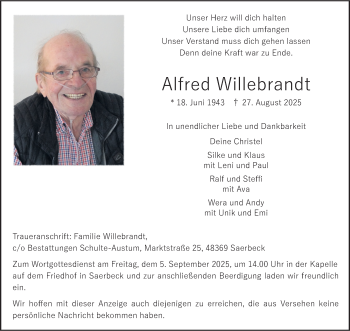 Anzeige von Alfred Willebrandt 