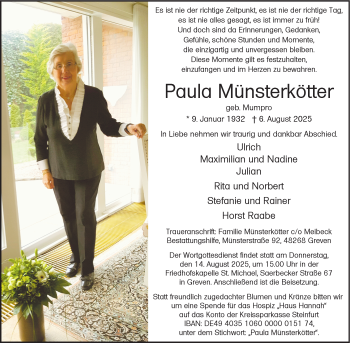 Anzeige von Paula Münsterkötter 