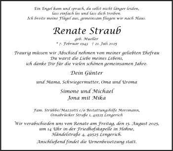 Anzeige von Renate Straub 