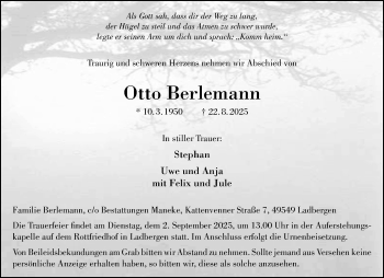 Anzeige von Otto Berlemann 