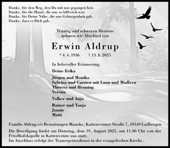 Anzeige von Erwin Aldrup 