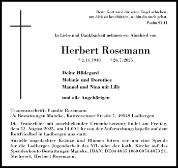 Anzeige von Herbert Rosemann 