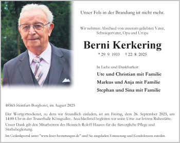 Anzeige von Berni Kerkering 