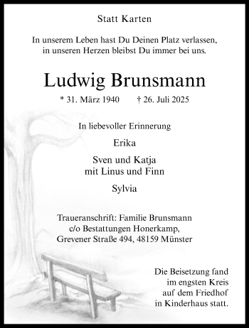Anzeige von Ludwig Brunsmann 