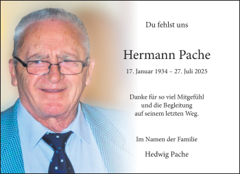 Anzeige von Hermann Pache 