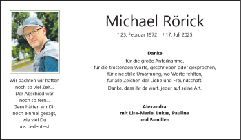 Anzeige von Michael Rörick 
