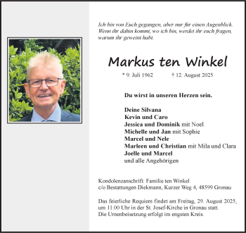 Anzeige von Markus ten Winkel 