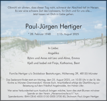 Anzeige von Paul-Jürgen Hertiger 