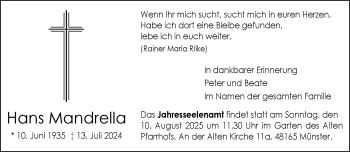 Anzeige von Hans Mandrella 