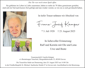 Anzeige von Franz-Josef Kämper 