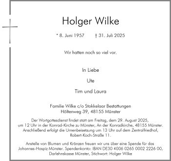 Anzeige von Holger Wilke 