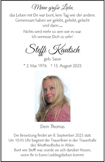 Anzeige von Steffi Kautsch 