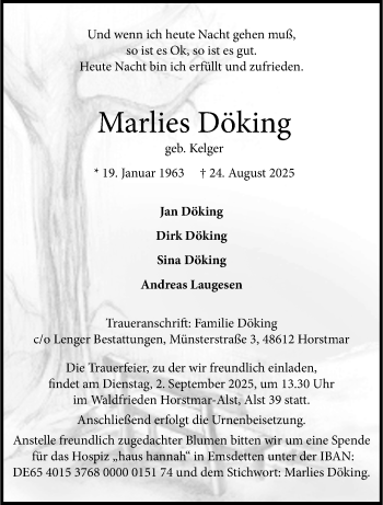 Anzeige von Marlies Döking 