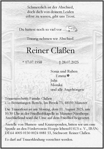 Anzeige von Reiner Claßen 