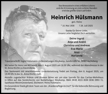 Anzeige von Heinrich Hülsmann 