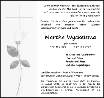 Anzeige von Martha Wyckelsma 