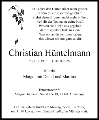 Anzeige von Christian Hüntelmann 