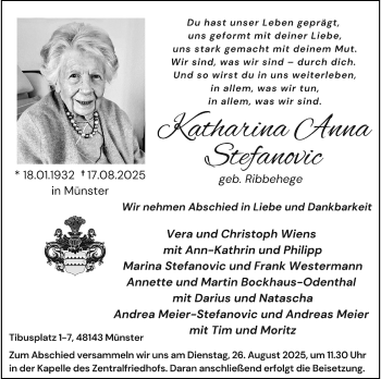 Anzeige von Katharina Anna Stefanovic 
