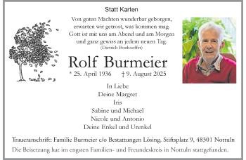Anzeige von Rolf Burmeier 