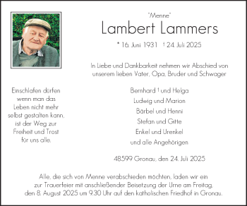 Anzeige von Lambert Lammers 