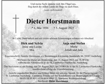 Anzeige von Dieter Horstmann 