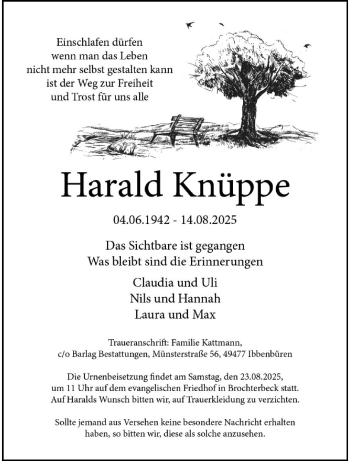 Anzeige von Harald Knüppe 