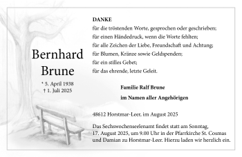 Anzeige von Bernhard Brune 
