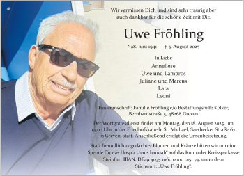Anzeige von Uwe Fröhling 