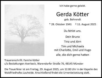 Anzeige von Gerda Kötter 
