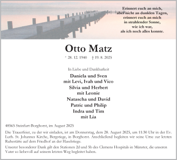 Anzeige von Otto Matz 