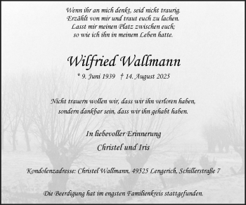 Anzeige von Wilfried Wallmann 
