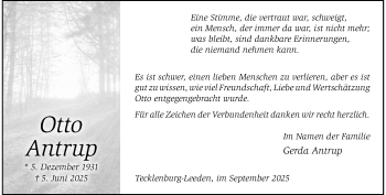 Anzeige von Otto Antrup 