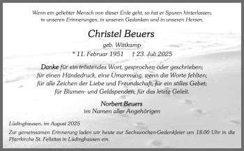 Anzeige von Christel Beuers 